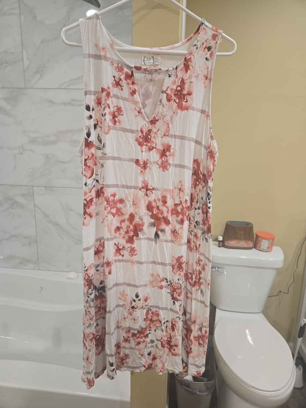 Maurices 24/7 Sleeveless Pink Floral V-Neck Dress